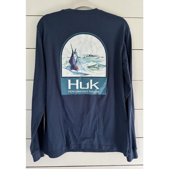 Huk Fishing Men's Offshore Shield Long Sleeve Pocket Tee Size Medium - Picture 3 of 9